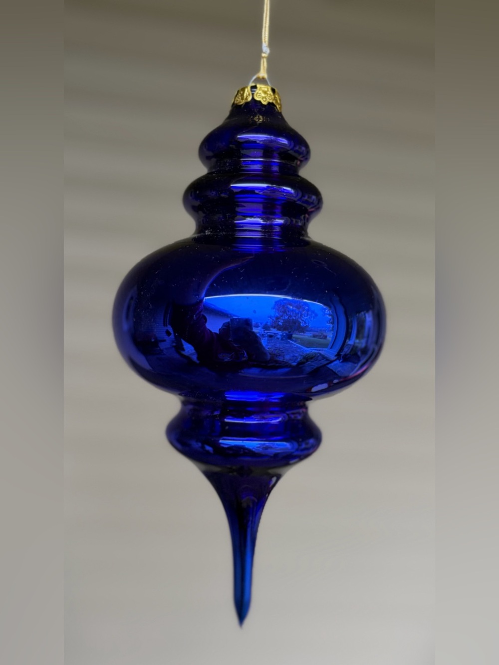 Vintage Department 56 Cobalt Blue Shiny Finial Mercury Glass Ornament